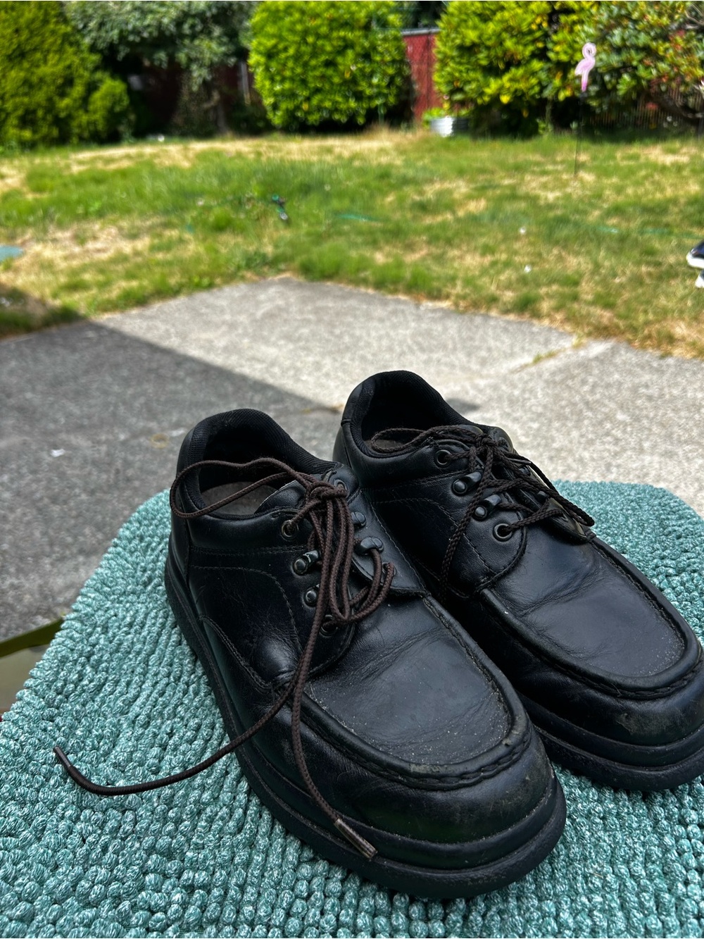 RED WING Men’s Black LEATHER STEEL TOE SUPER SOLE SHOES MADE IN USA Size 7.5
